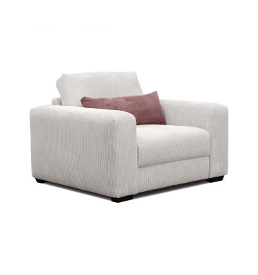 Fauteuil en velours côtelé OLI, blanc cassé