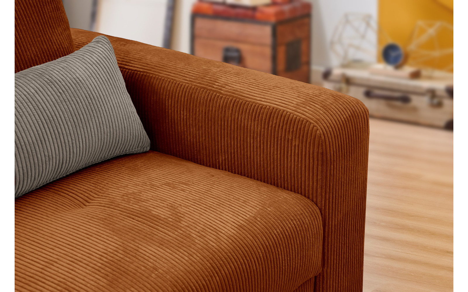 Fauteuil en velours côtelé OLI, orange