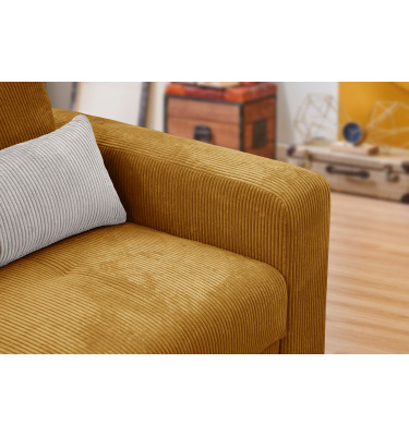 Fauteuil en velours côtelé OLI, jaune foncé