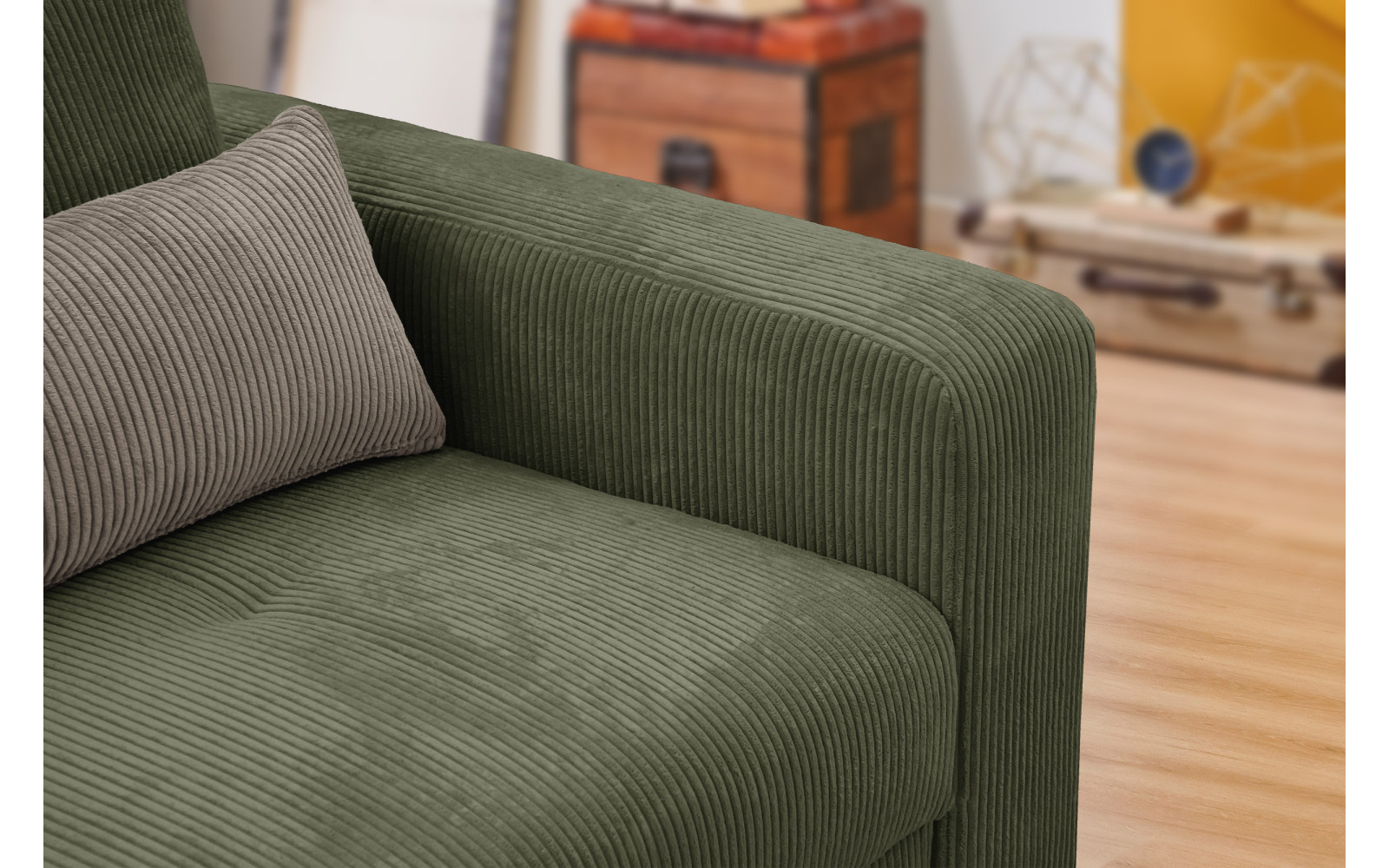 Fauteuil en velours côtelé OLI, olive