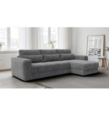 Canapé d’angle 4 places droit OLI, gris foncé