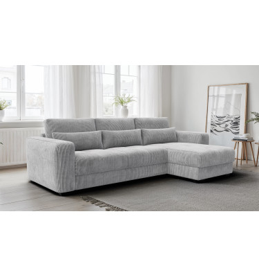 Canapé d’angle 4 places droit OLI, gris clair