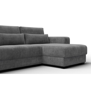 Canapé d’angle 4 places droit OLI, gris foncé