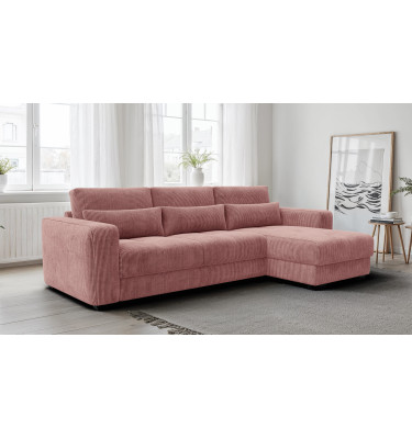 Canapé d’angle 4 places droit OLI, vieux rose