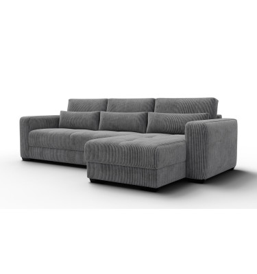 Canapé d’angle 4 places droit OLI, gris foncé