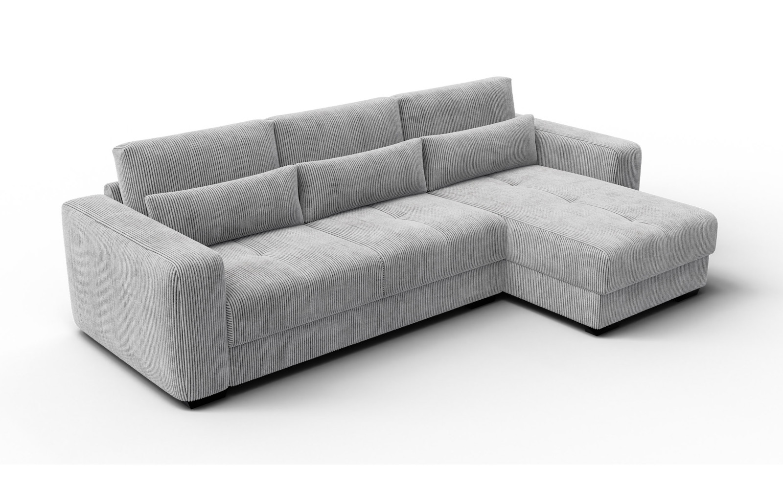 Canapé d’angle 4 places droit OLI, gris clair