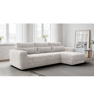Canapé d’angle 4 places droit OLI, blanc perle