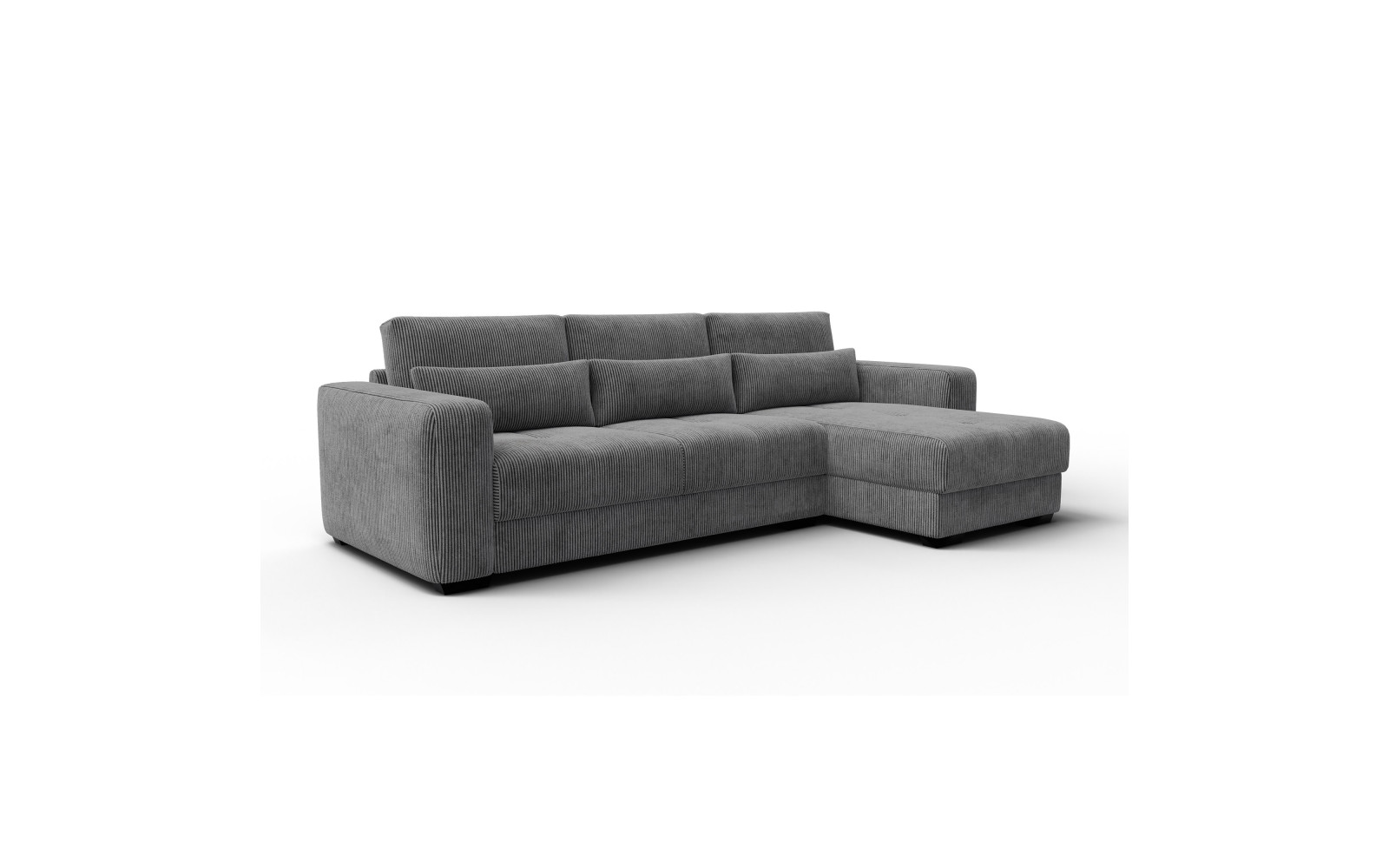 Canapé d’angle 4 places droit OLI, gris foncé