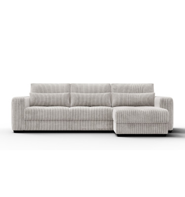 Canapé d’angle 4 places droit OLI, blanc perle