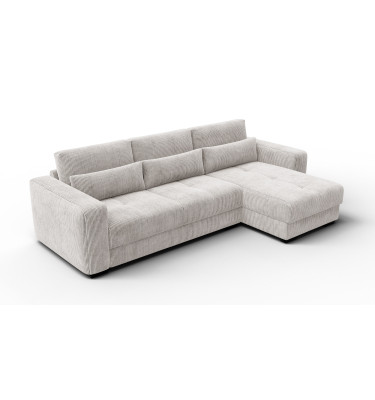 Canapé d’angle 4 places droit OLI, blanc perle