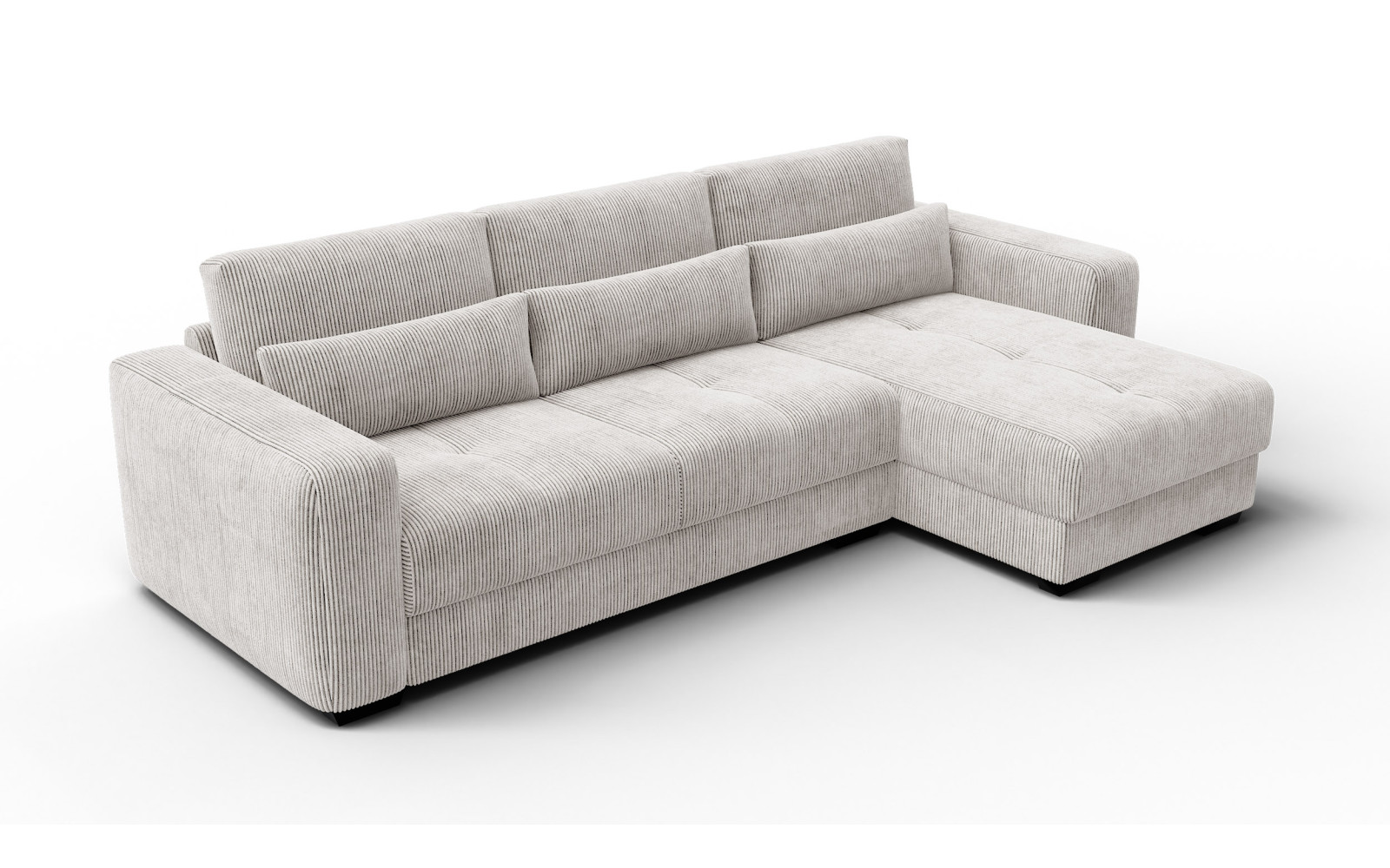 Canapé d’angle 4 places droit OLI, blanc perle