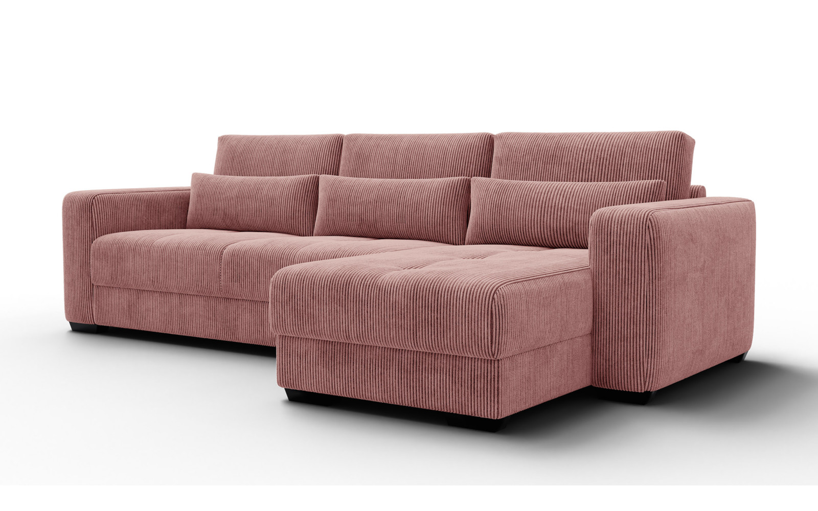 Canapé d’angle 4 places droit OLI, vieux rose