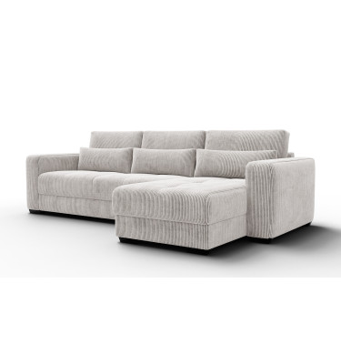 Canapé d’angle 4 places droit OLI, blanc perle