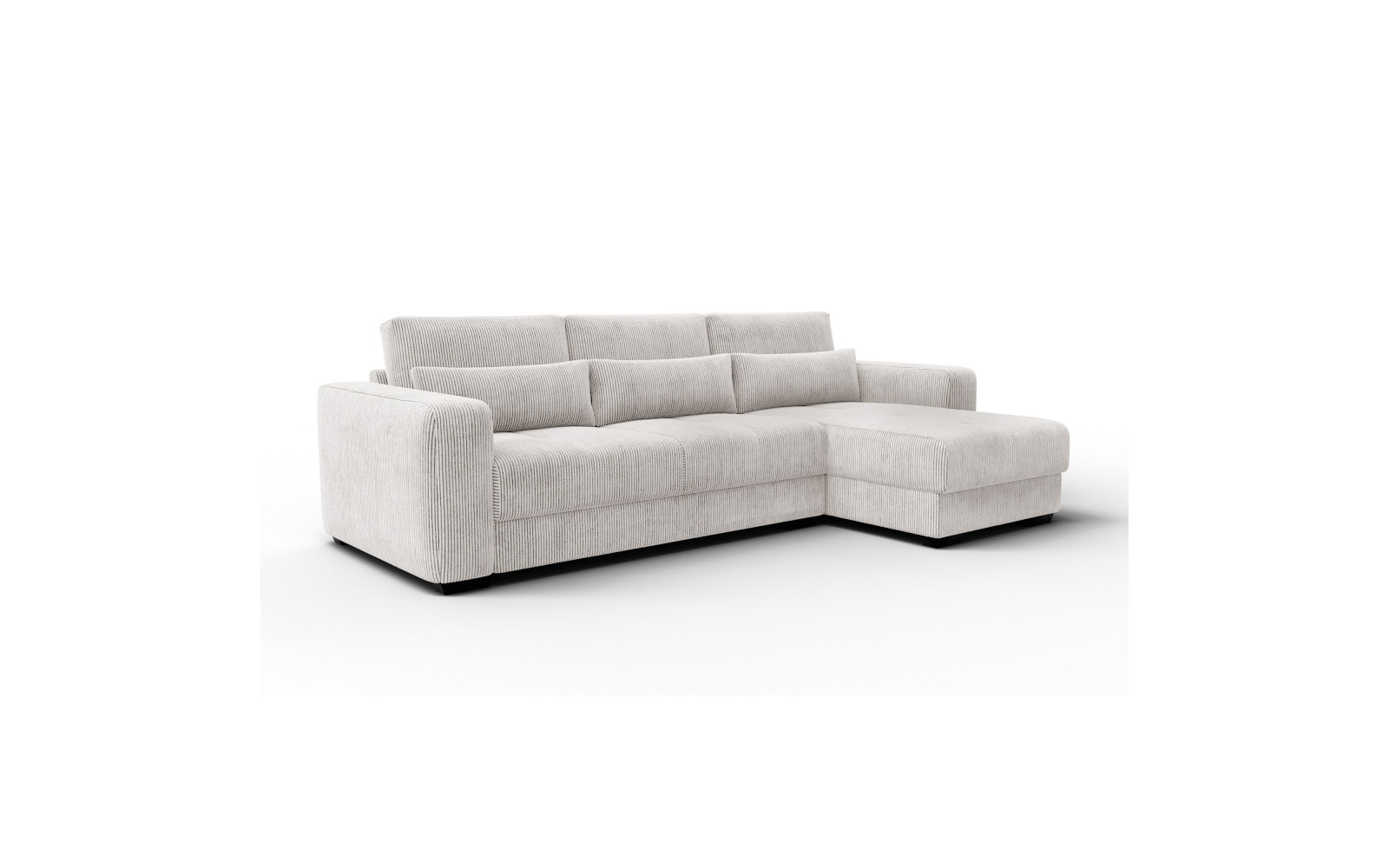 Canapé d’angle 4 places droit OLI, blanc perle