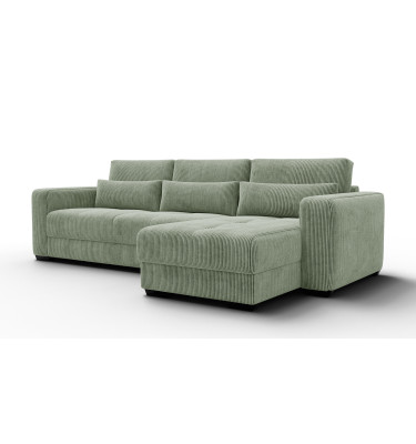 Canapé d’angle 4 places droit OLI, vert sauge