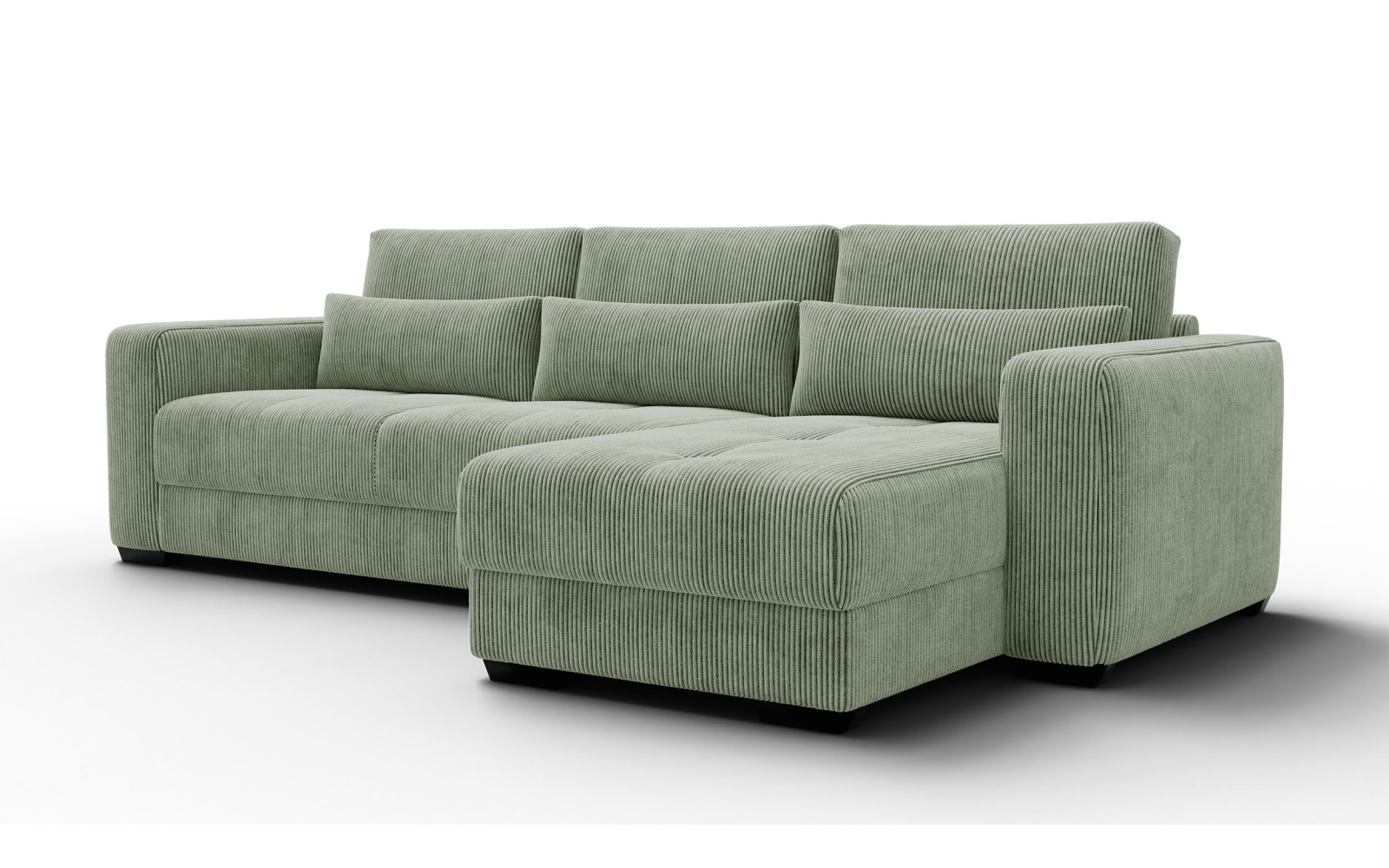 Canapé d’angle 4 places droit OLI, vert sauge