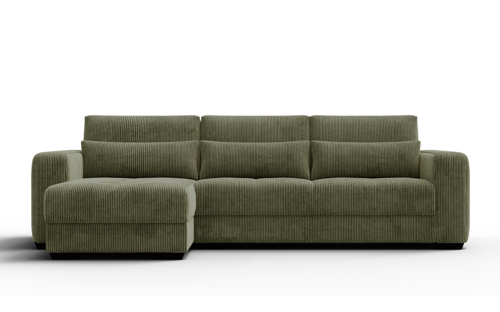 Canapé d’angle 4 places gauche OLI, vert olive
