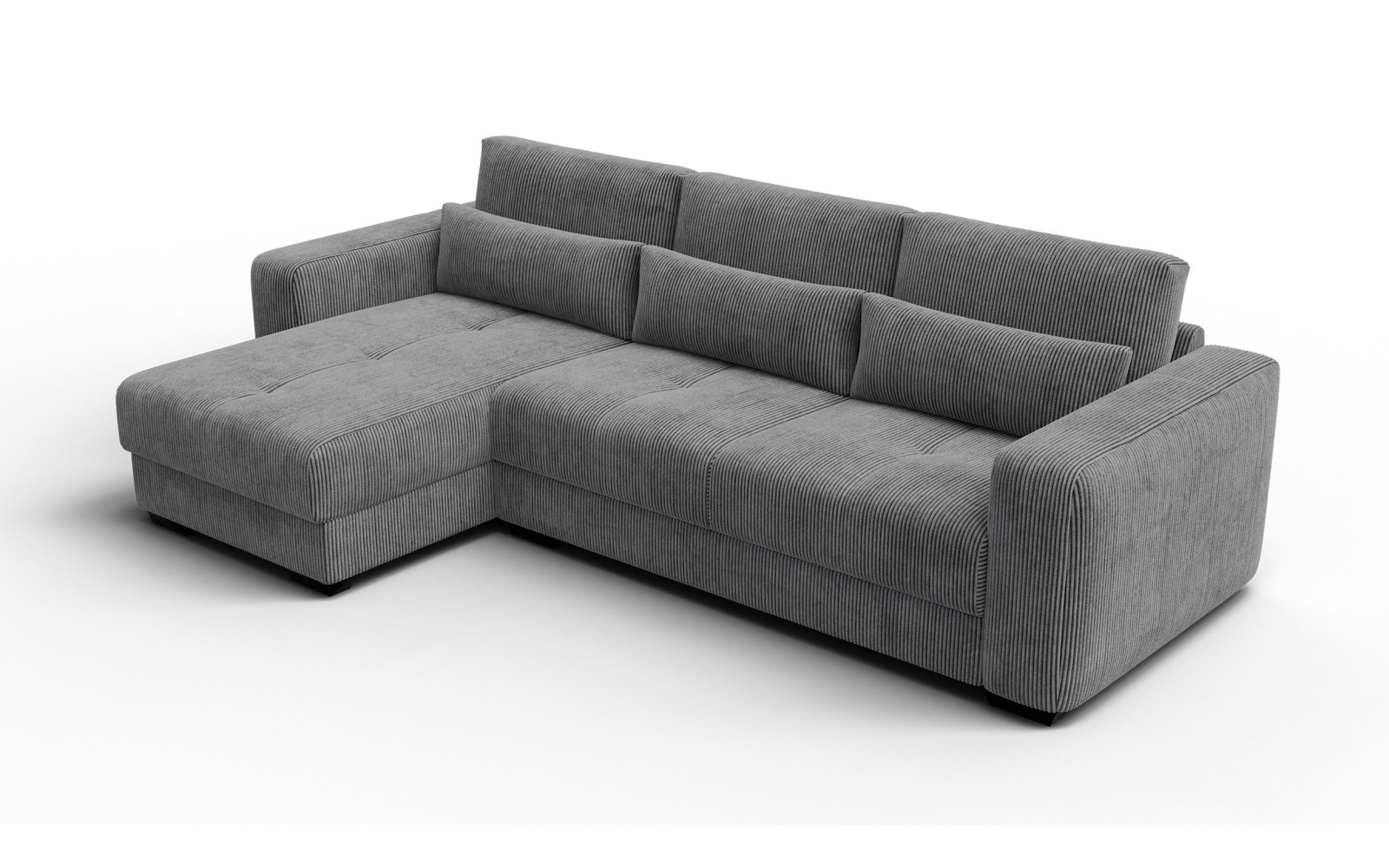 Canapé d’angle 4 places gauche OLI, gris foncé