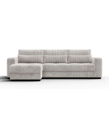 Canapé d’angle 4 places gauche OLI, blanc perle