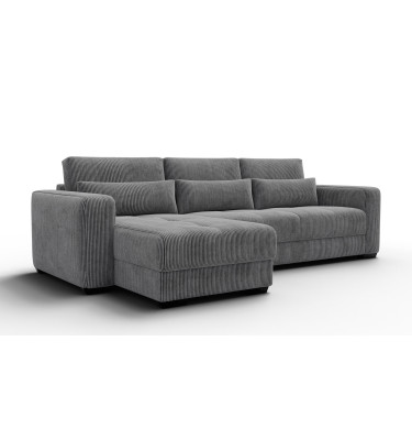 Canapé d’angle 4 places gauche OLI, gris foncé