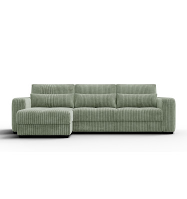 Canapé d’angle 4 places gauche OLI, vert sauge