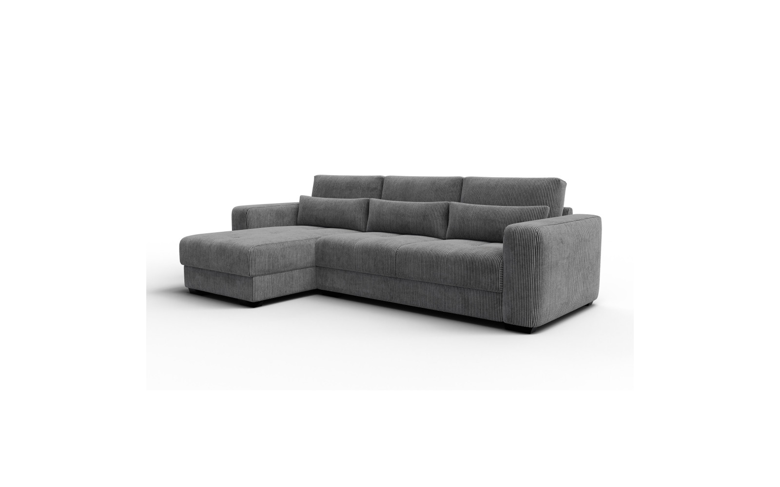 Canapé d’angle 4 places gauche OLI, gris foncé