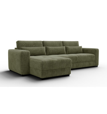 Canapé d’angle 4 places gauche OLI, vert olive