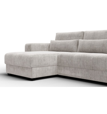 Canapé d’angle 4 places gauche OLI, blanc perle