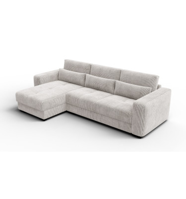 Canapé d’angle 4 places gauche OLI, blanc perle