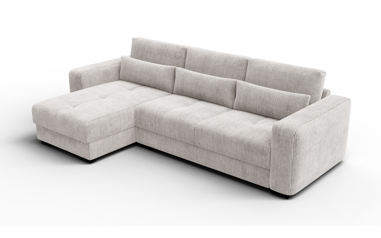 Canapé d’angle 4 places gauche OLI, blanc perle