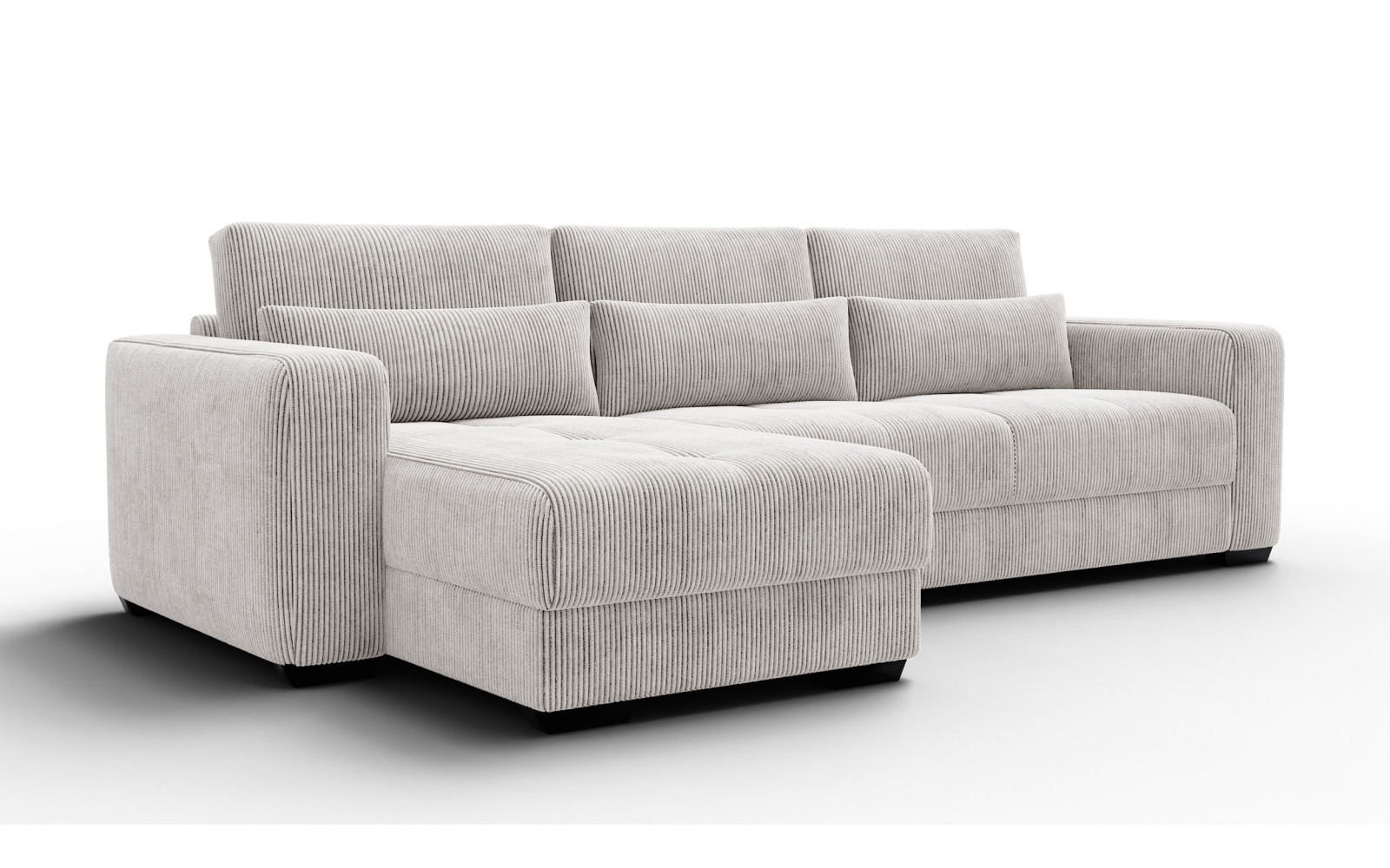 Canapé d’angle 4 places gauche OLI, blanc perle