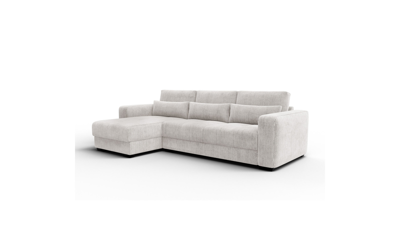 Canapé d’angle 4 places gauche OLI, blanc perle