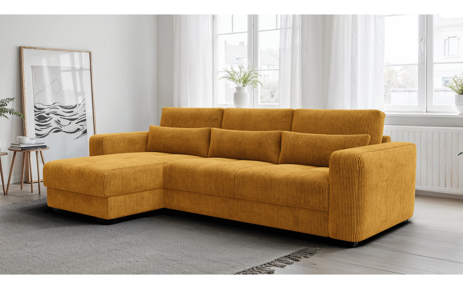 Canapé d’angle 4 places gauche OLI, safran