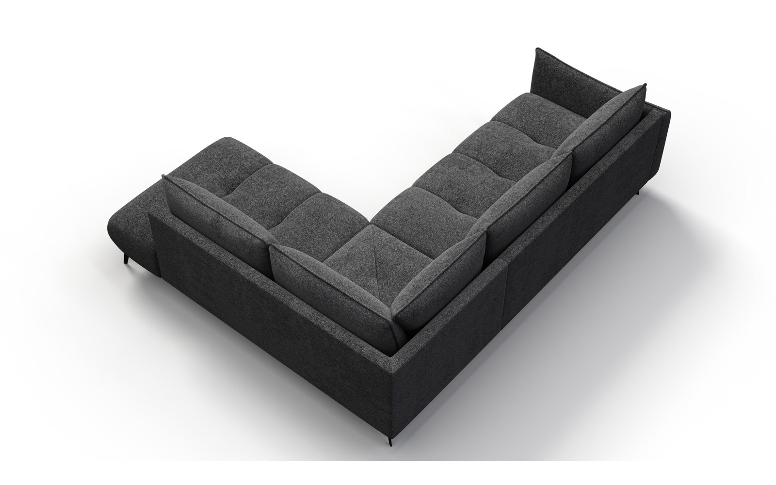 Canapé d’angle 5 places droit AERA, gris foncé