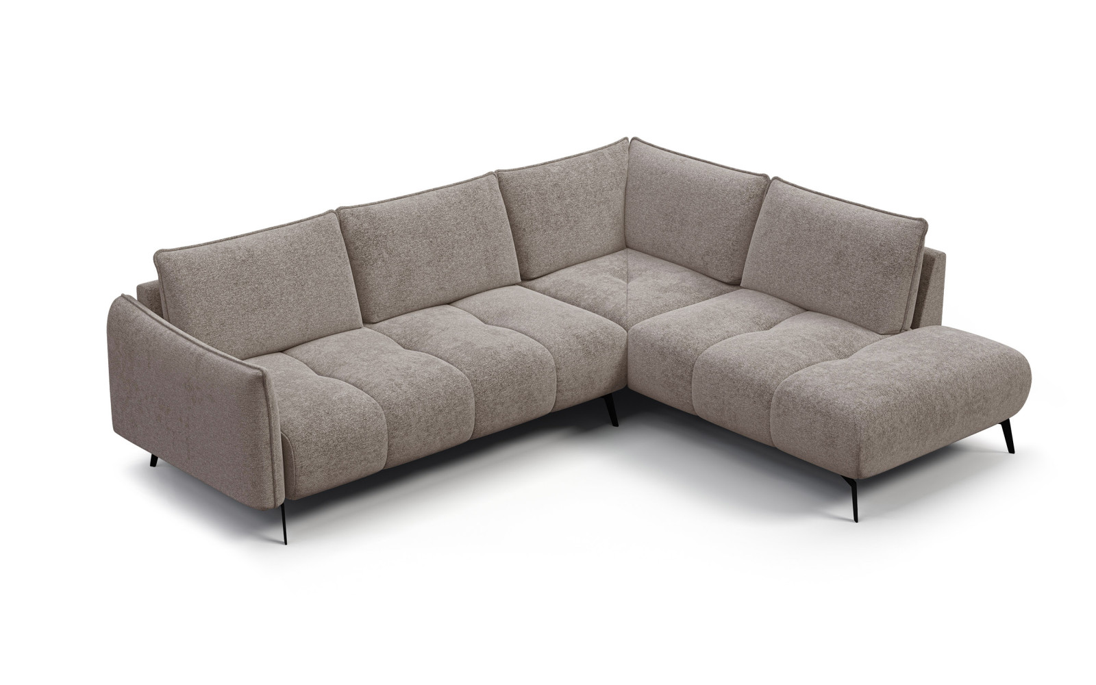 Canapé d’angle 5 places droit AERA, beige foncé