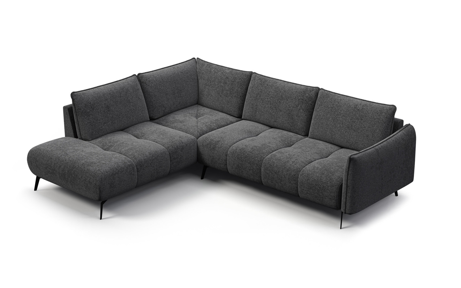 Canapé d’angle 5 places gauche AERA, gris foncé