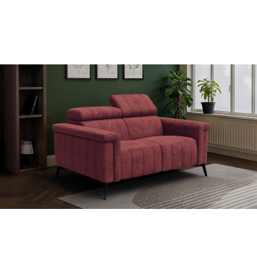Canapé 2 places NORDEL, tissu bordeaux