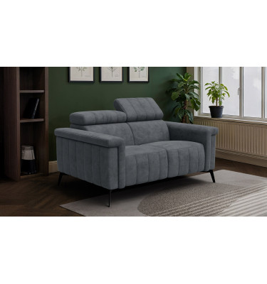 Canapé 2 places NORDEL, tissu gris foncé