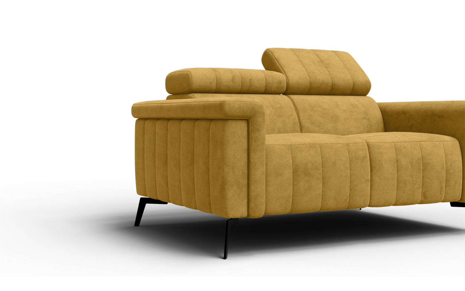 Canapé 2 places NORDEL, tissu moutarde