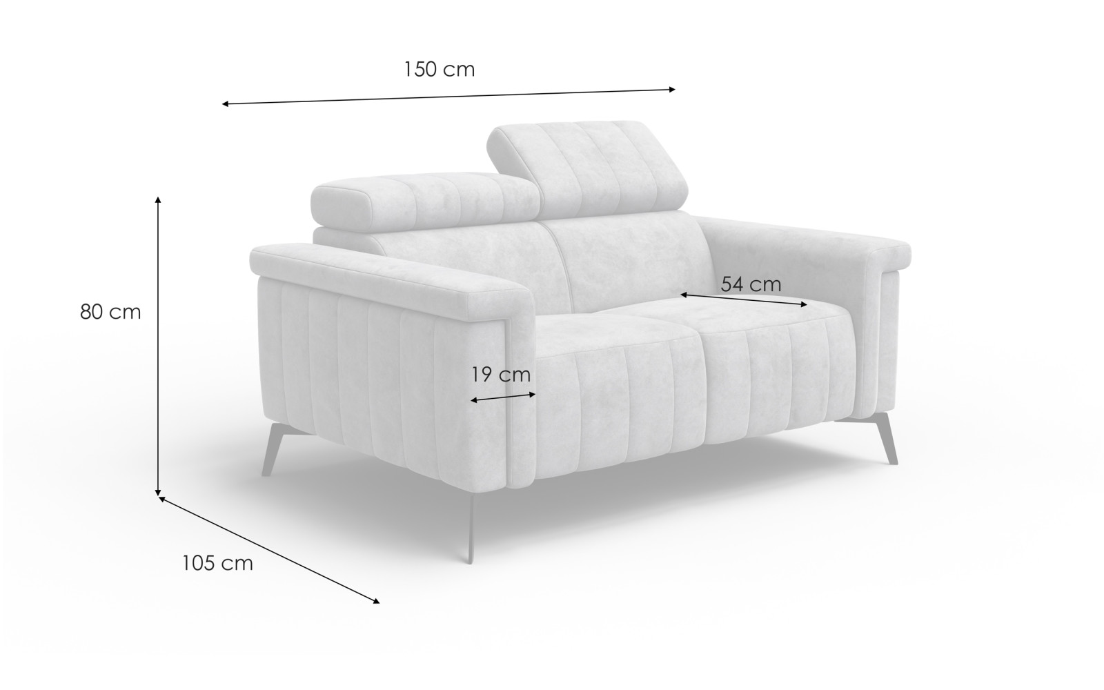 Canapé 2 places NORDEL, tissu beige foncé