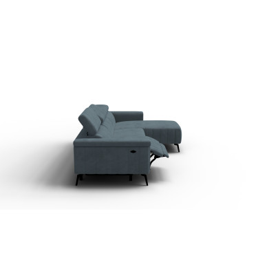 Canapé d'angle 4 places NORDEL, tissu bleu gris