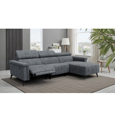 Canapé d'angle 4 places NORDEL, tissu gris foncé