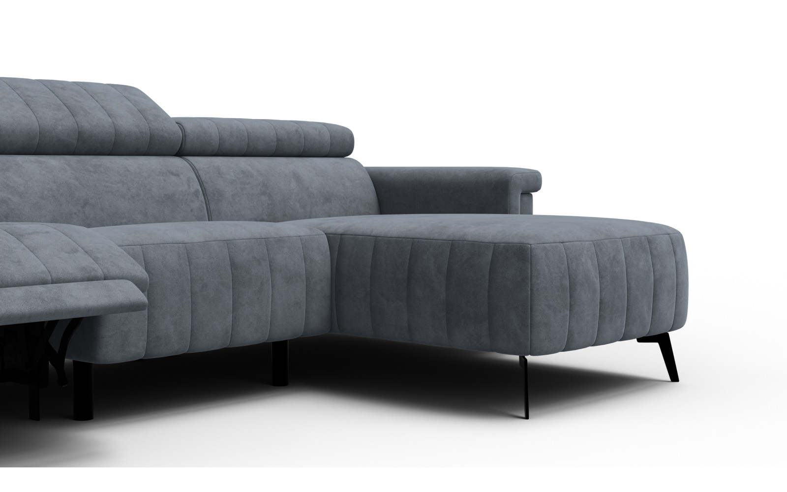 Canapé d'angle 4 places NORDEL, tissu gris foncé