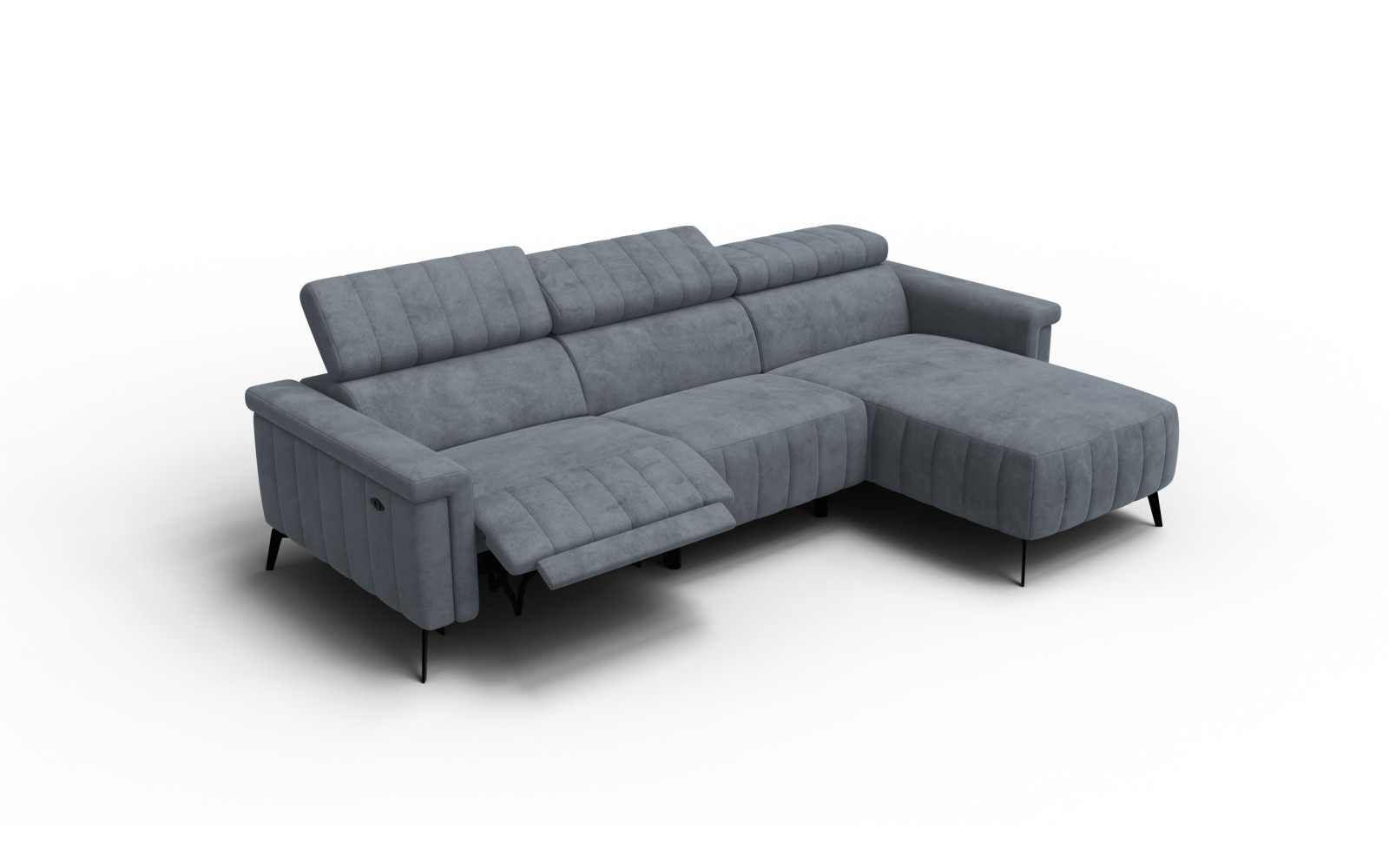 Canapé d'angle 4 places NORDEL, tissu gris foncé