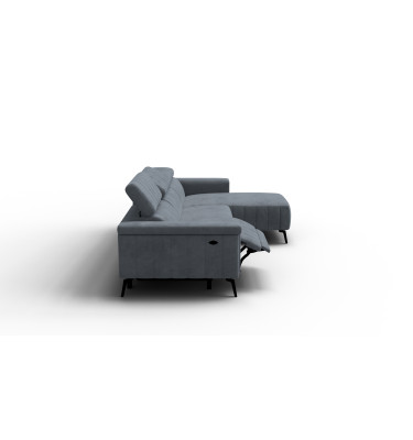 Canapé d'angle 4 places NORDEL, tissu gris foncé