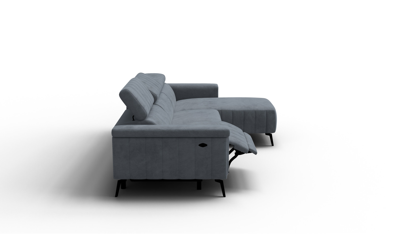 Canapé d'angle 4 places NORDEL, tissu gris foncé