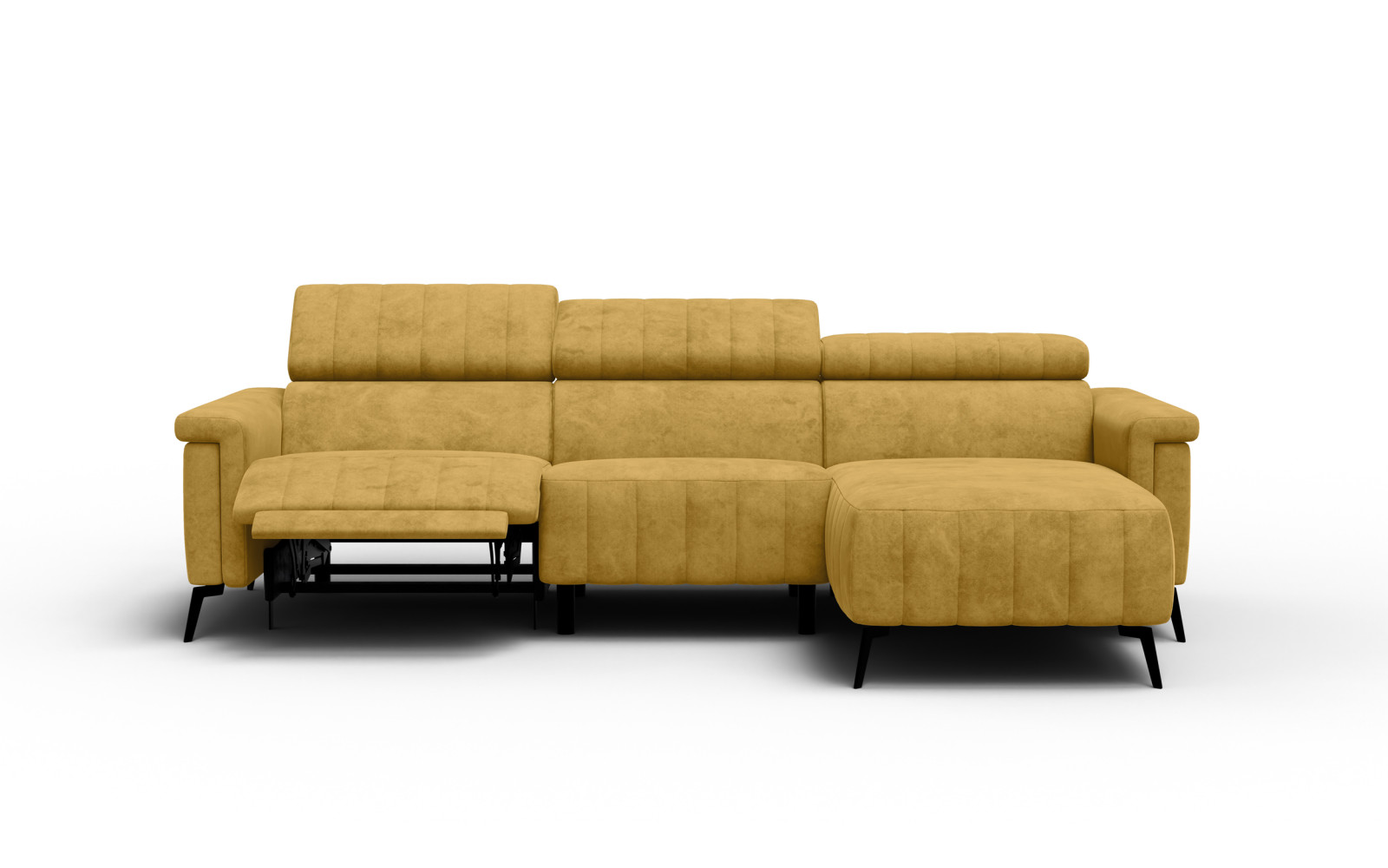 Canapé d'angle 4 places NORDEL, tissu moutarde