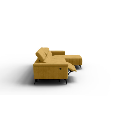 Canapé d'angle 4 places NORDEL, tissu moutarde