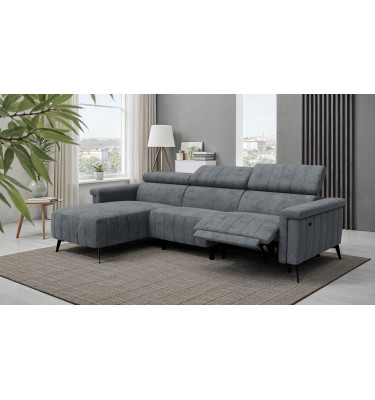 Canapé d'angle 4 places NORDEL, tissu gris foncé