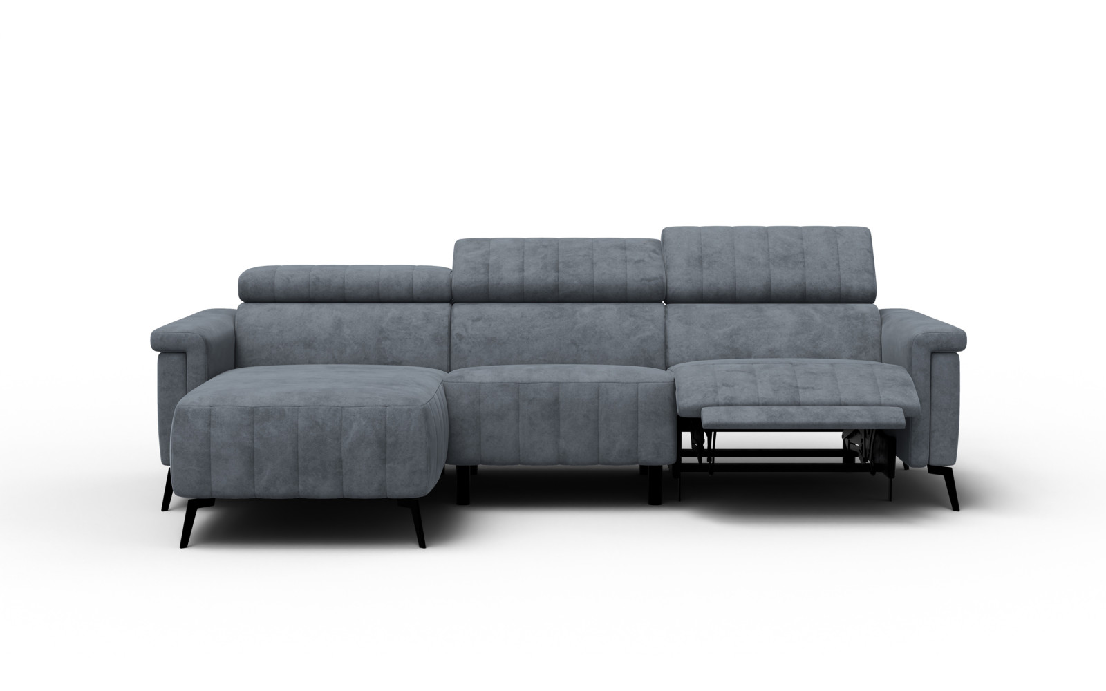 Canapé d'angle 4 places NORDEL, tissu gris foncé